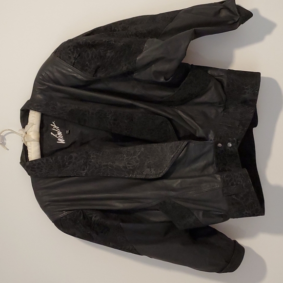 Winlit Jackets & Blazers - Winlit Black leather dolman batwing sleeve jacket moto Large